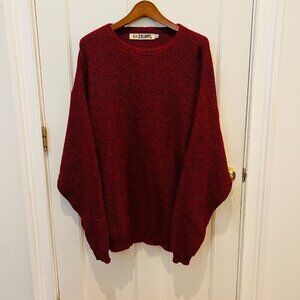 Vintage 80 Le Tigre XL Sweater Red Blue Made in USA Hipster Mens Crew Neck